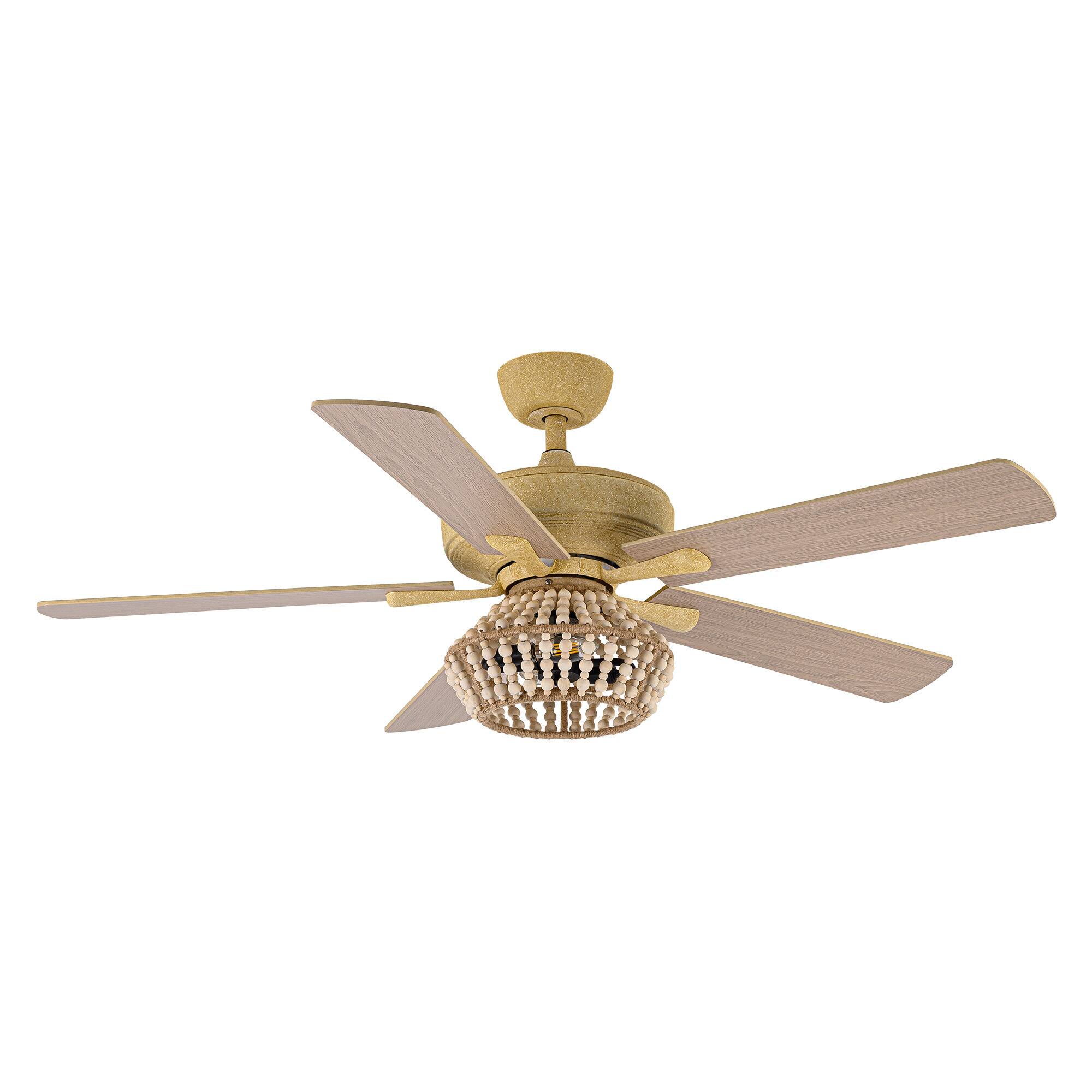 Alt View 8. Parrot Uncle - 52" BohoSand Gold Cage Ceiling Fan with Remote and Light Kit - Matte White.