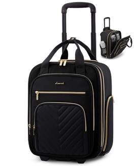 Fabibe - Underseat Carry On Luggage With Wheels Lightweight Stylish Under Seat Soft Sided Small Personal Item Suitcase - Black Underseat 16 inch