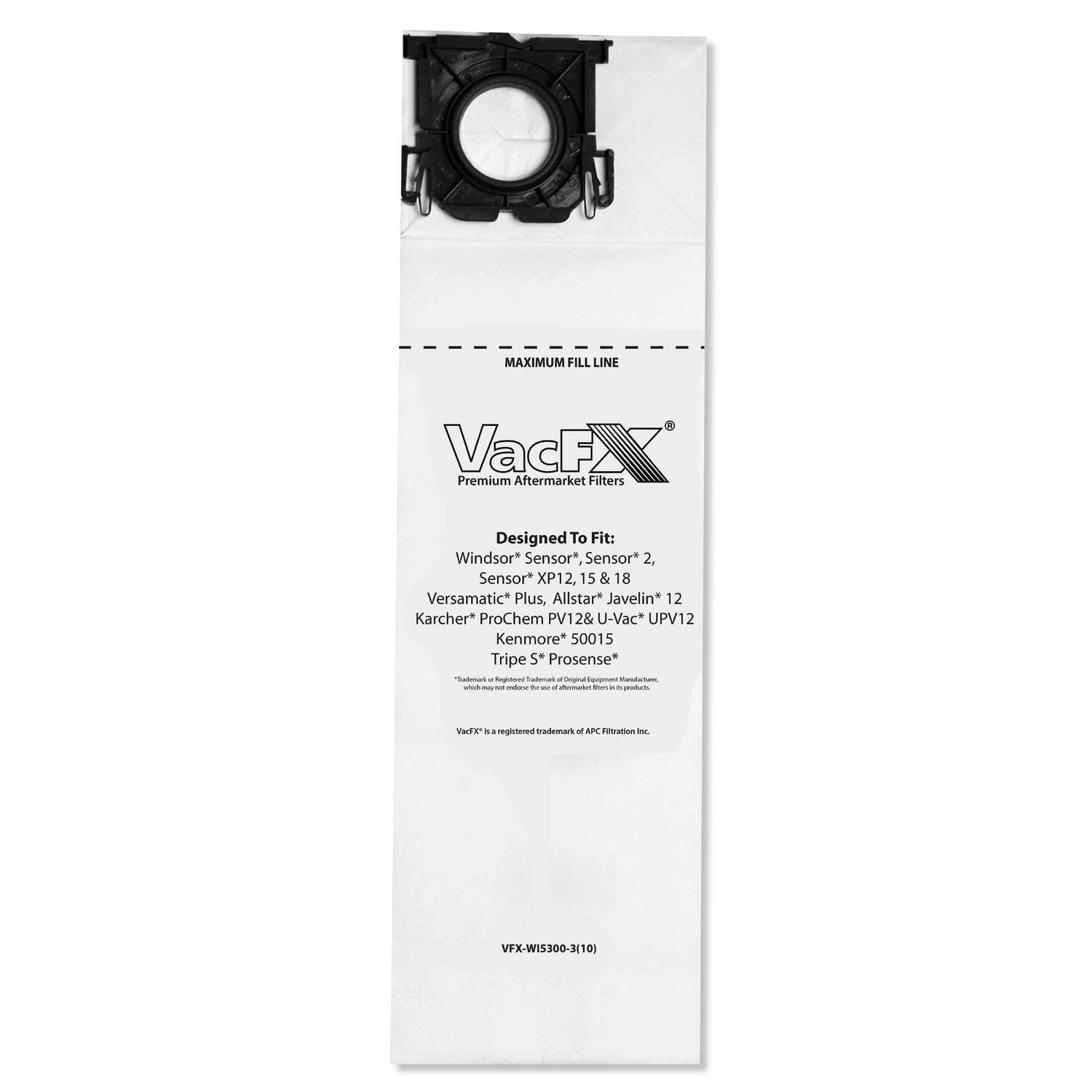 APC - Vacuum Filter Bags Designed to Fit Allstar Javelin 12'' Series/Windsor Sensor S/S2/XP/Veramatic Plus, 100/Carton