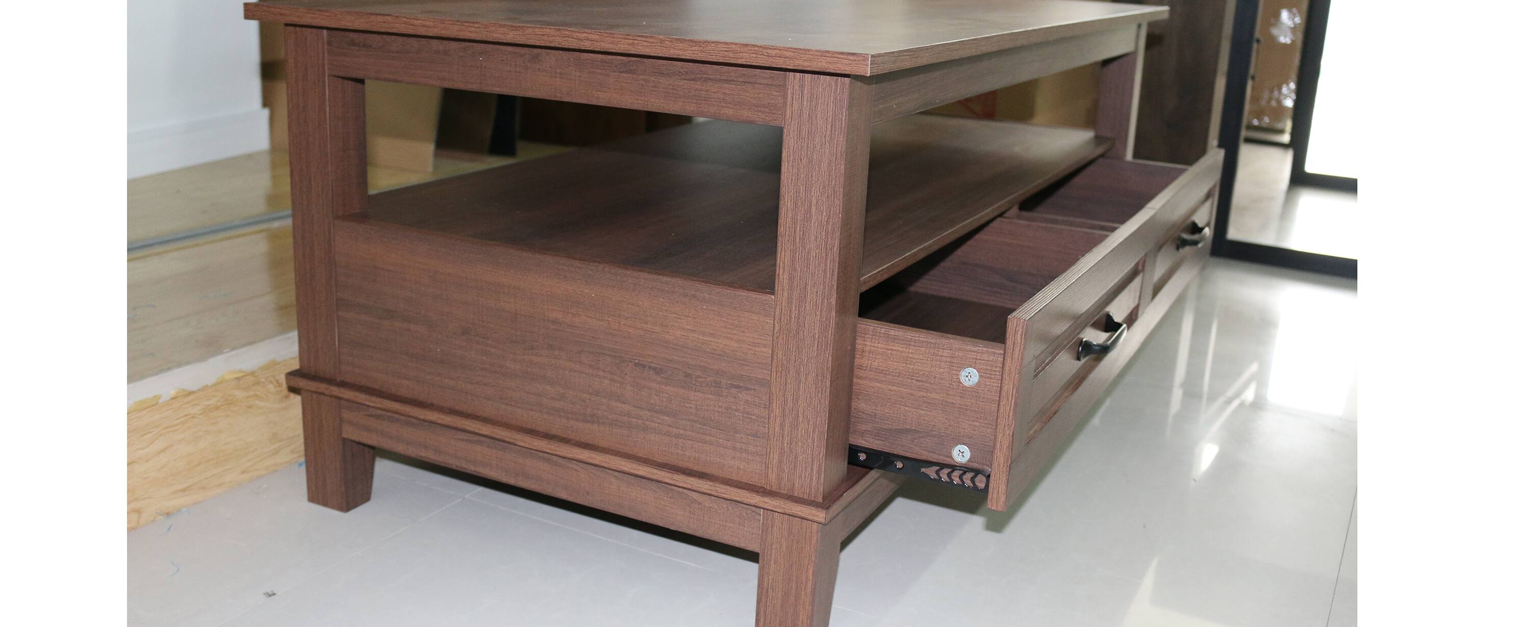 Alt View 3. Acekool - 47 Inch Rustic Farmhouse Coffee Table with 2 Storage Drawers & Open Shelf - Stylish Rectangle Center Table - Brown.