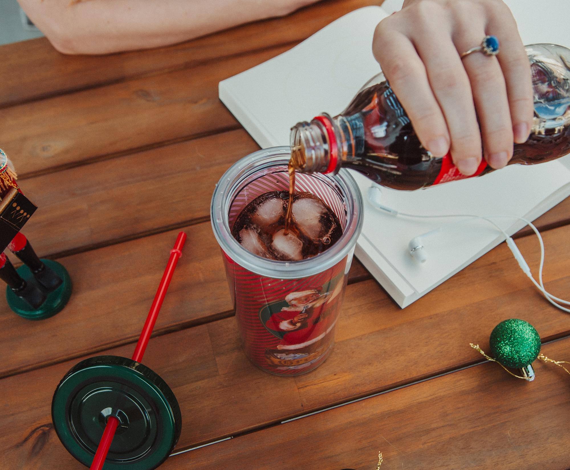 Alt View 4. Silver Buffalo - Coca-Cola Santa Claus Holidays Carnival Cup With Lid and Straw | Holds 20 Ounces - Red.