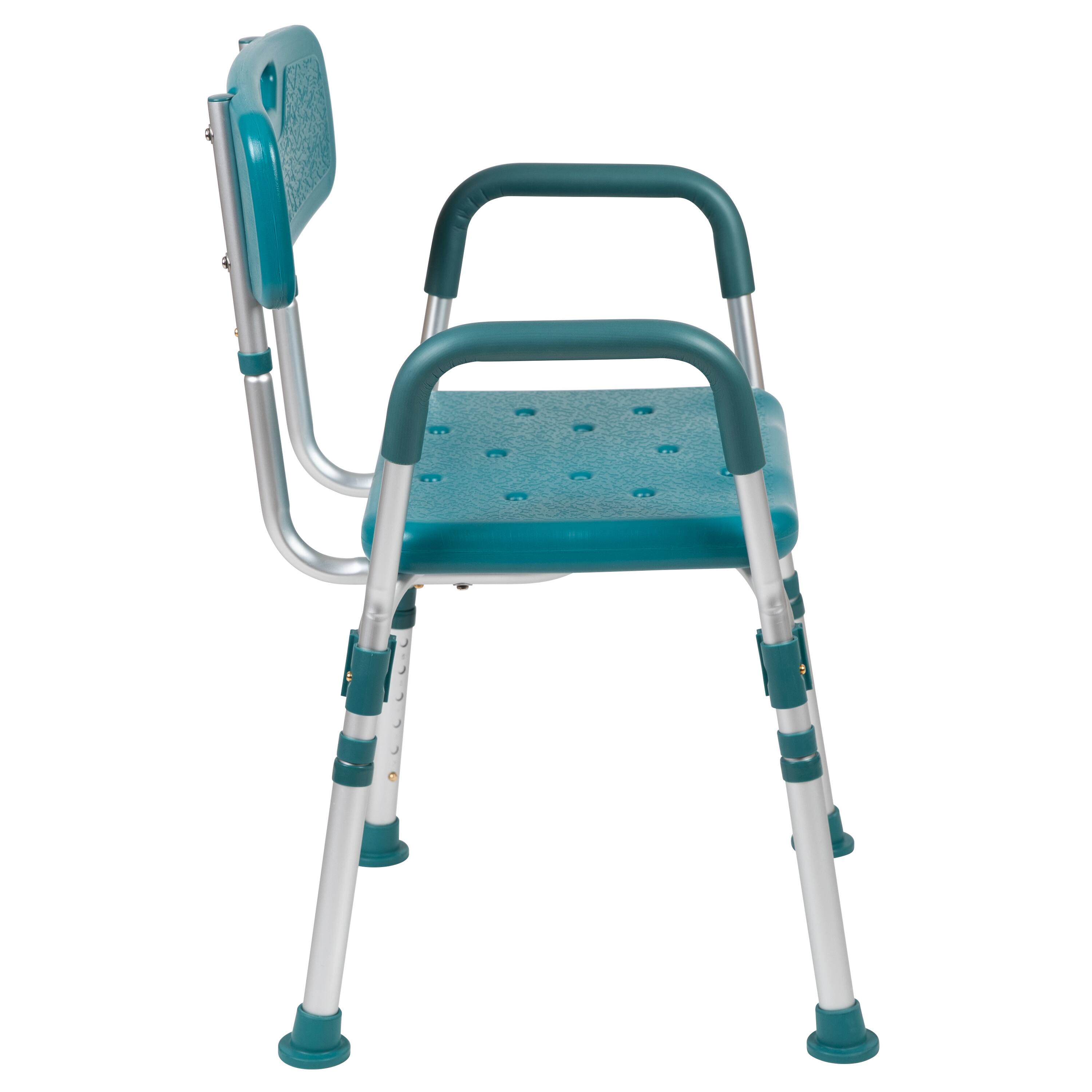 Alt View 7. Emma + Oliver - 300 Lb. Capacity Quick Release Back & Arm Shower Chair - Teal.