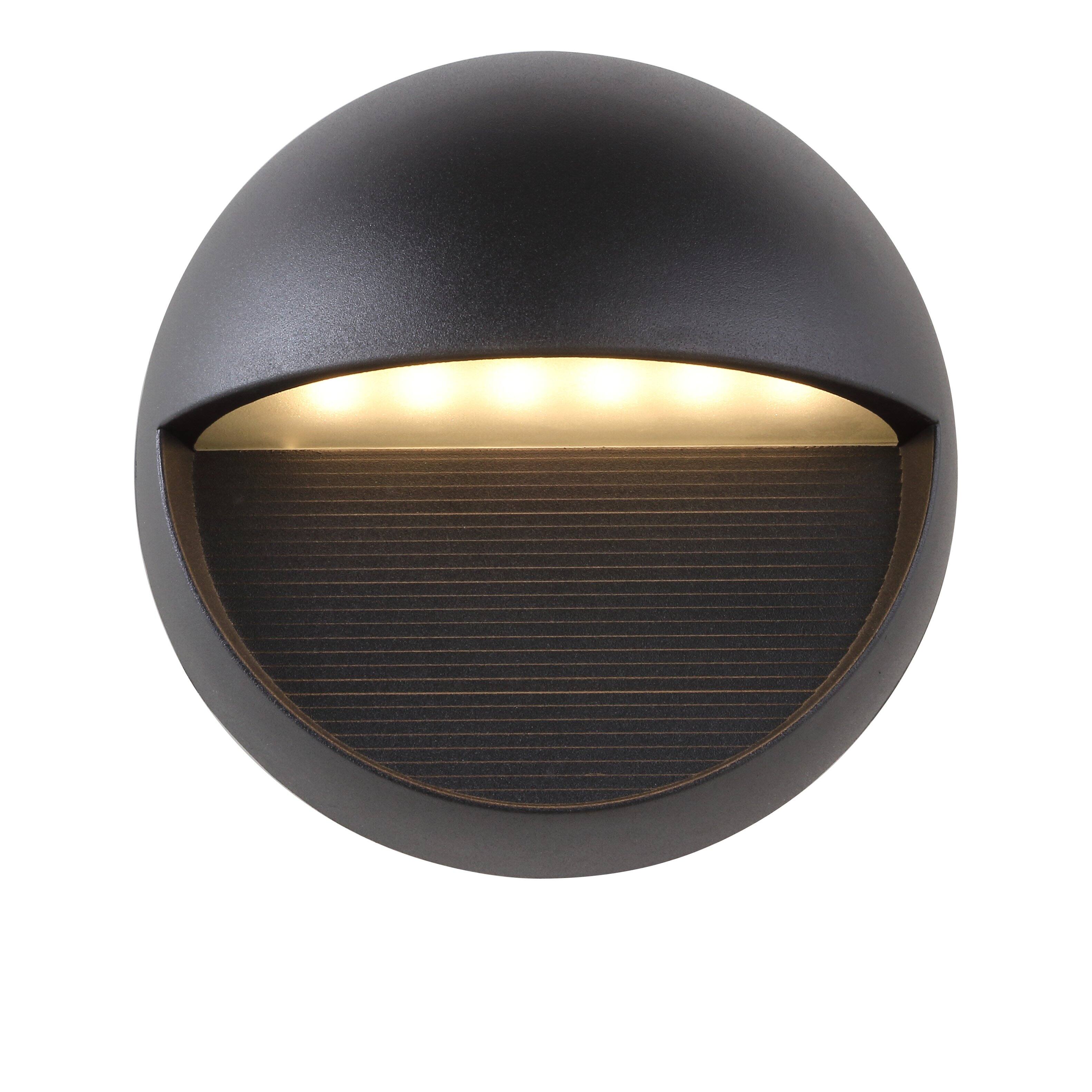 Alt View 5. Jonathan Y - Orbe 6.25" Outdoor Metal/Glass Integrated LED Wall Sconce, Black - Black.