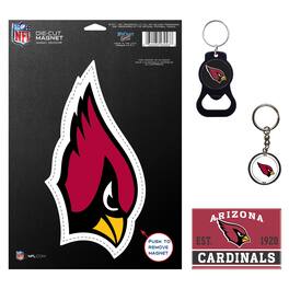 WinCraft - Arizona Cardinals 4-Pack Key Rings and Magnets Set - Multicolor