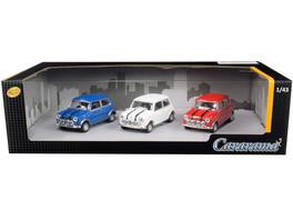 Mini Cooper 3 piece Gift Set 1/43 Diecast Model Cars by Cararama - BLue , White , Red