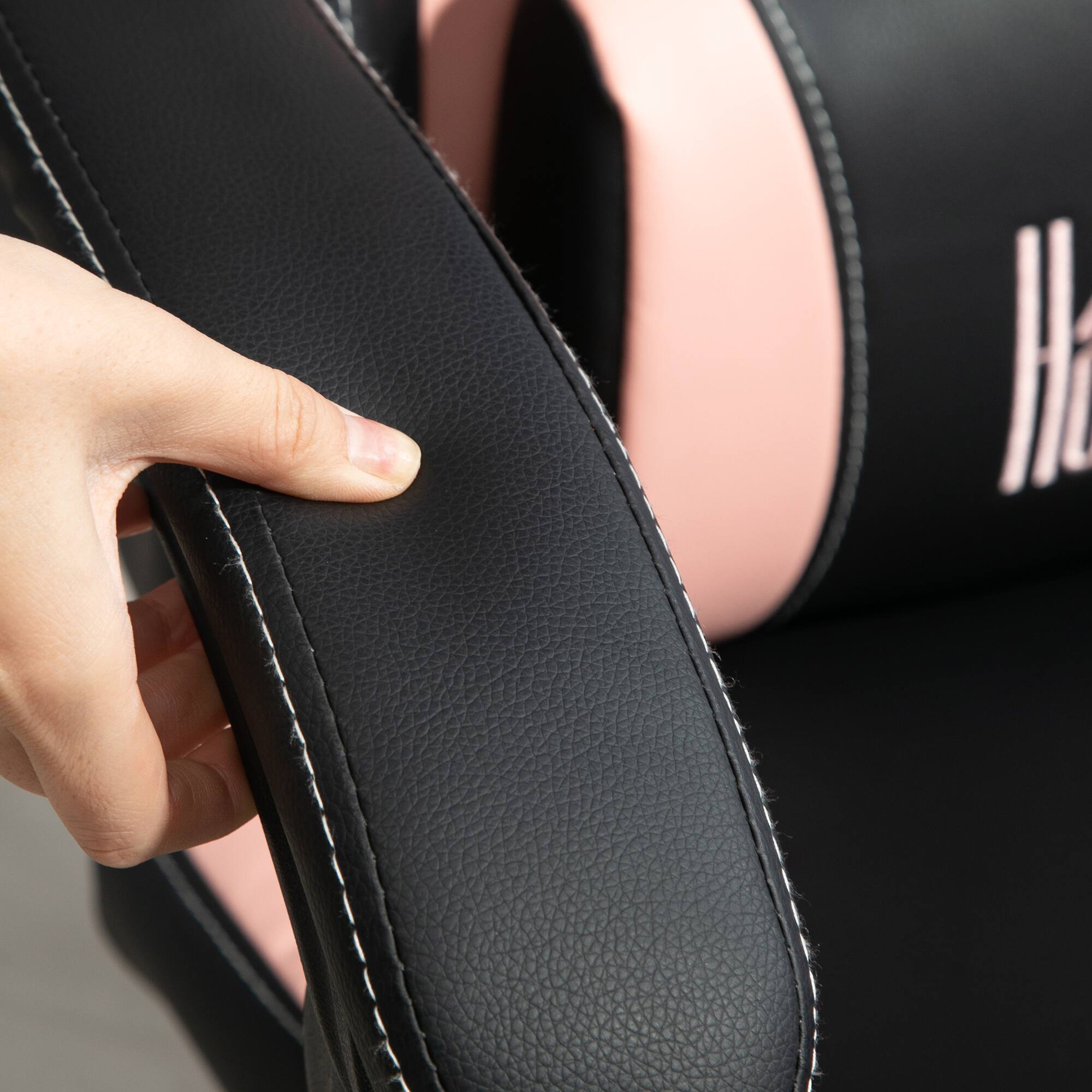 Alt View 8. Homcom - ​​Racing Gaming Chair with Cat Ears, Reclining Faux Leather Computer Chair with Footrest & Lumbar Support​​ - Black.