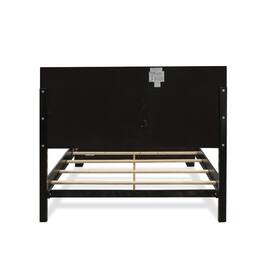 East West Furniture - NE11-Q00000 Nella Platform Bed Frame with Button Tufted Headboard - Leather Headboard and Legs - Queen Size - Black
