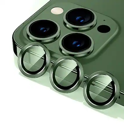 Front. Entronix - Entronix Premium Camera Lens Protector for iPhone 15 Pro and 15 Pro Max - Sleek Metal Design - Green.