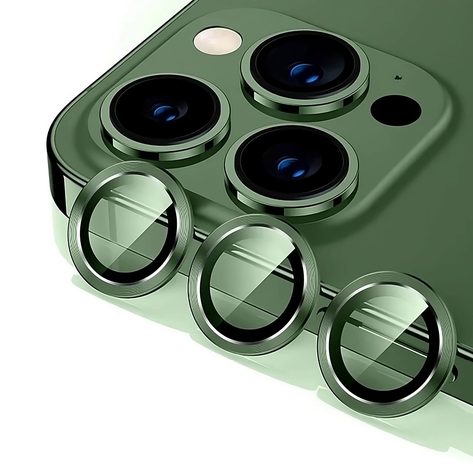 Entronix - Premium Camera Lens Protector for iPhone 15 Pro and 15 Pro Max - Sleek Metal Design - Green