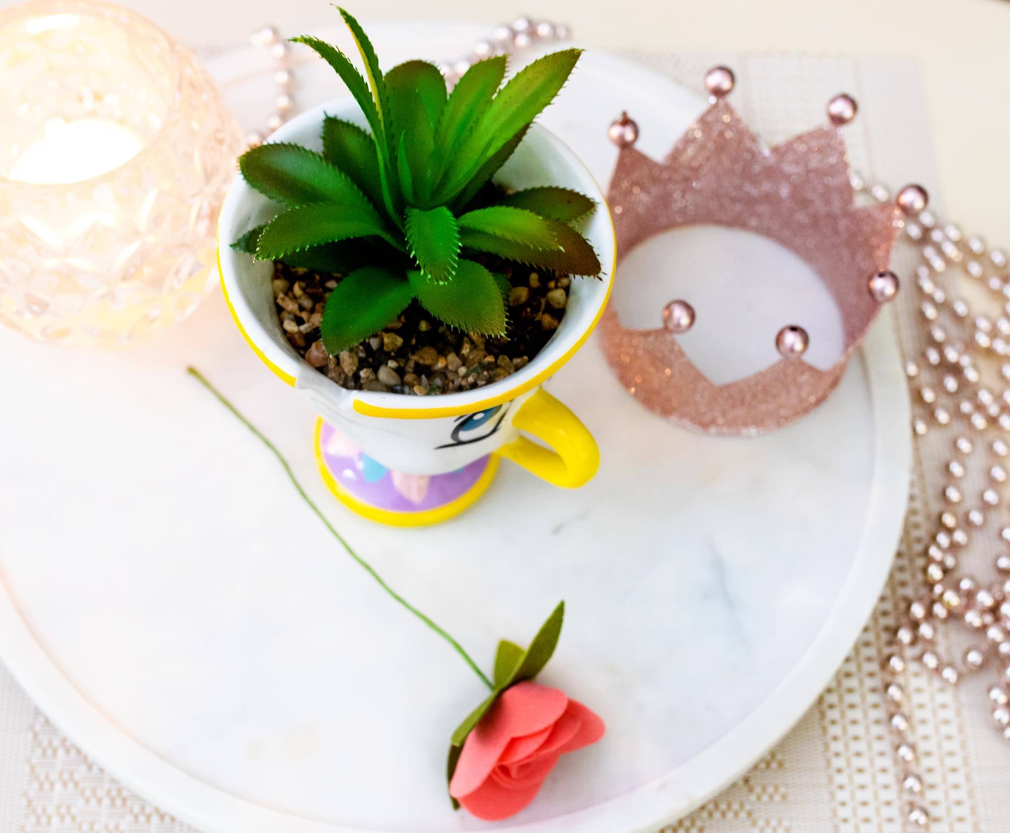 Alt View 3. Disney - Disney Beauty and the Beast Chip 3-Inch Mini Planter with Artificial Succulent - Yellow.