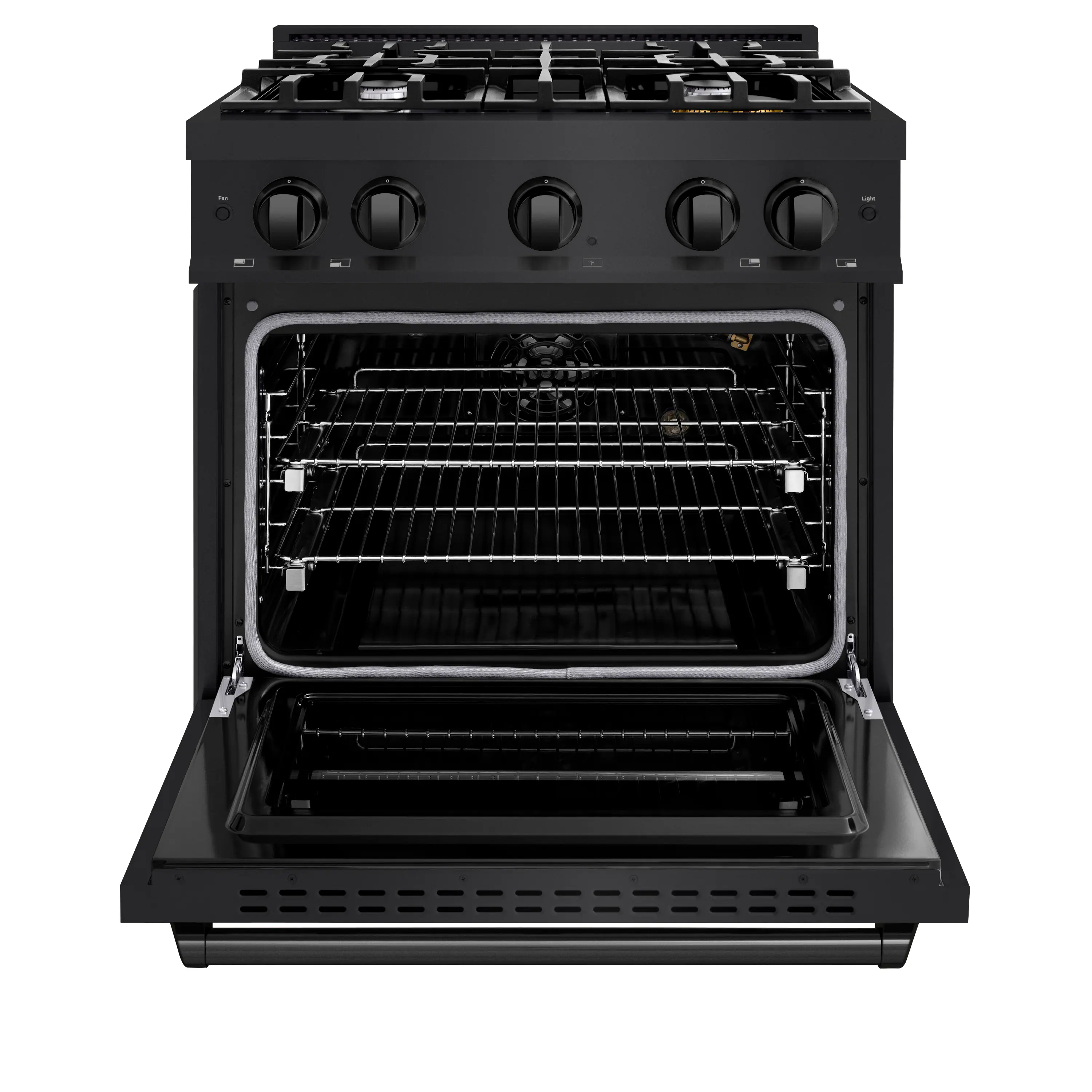 Alt View 1. ZLINE - 30" Classic Gas Range w/ 4 Burners & Convection Oven in Black Stainless Steel (CGRB-30) - Black Stainless Steel.