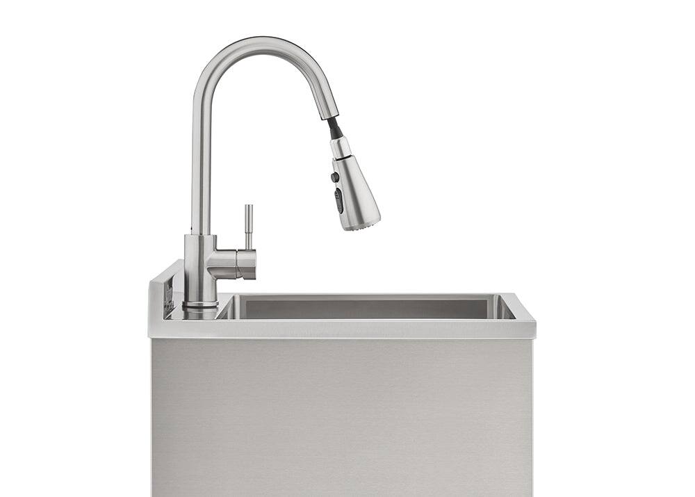 Back. TRINITY - Trinity Basics EcoStorage® | 18x16x13 Basin | Stainless Steel Utility Sink | Nsf | w/ Pull-Out Faucet - Chrome.
