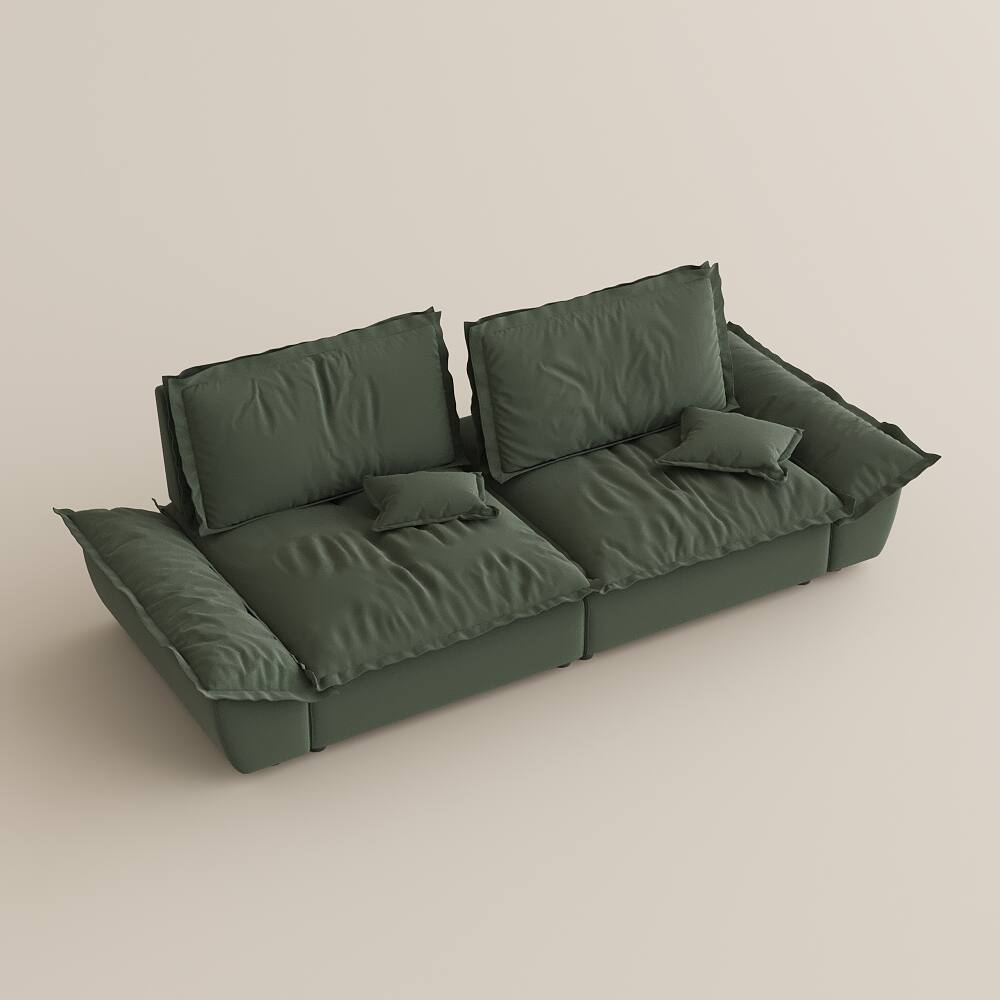 Alt View 10. POVISON - 104.33" Sailboat Deep Sofa Stain Resistant Cozy Couch with Adjustable Backrest - Green Suede Fabric.
