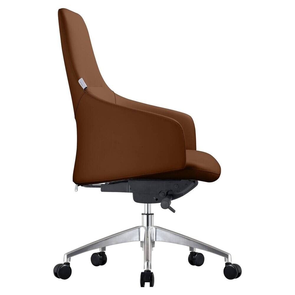 Alt View 1. LeisureMod - Celeste High-Back Office Chair - Modern Leather Upholstery, Adjustable Height, Swivel & Tilt Armrest Desk Chair - Dark Brown.