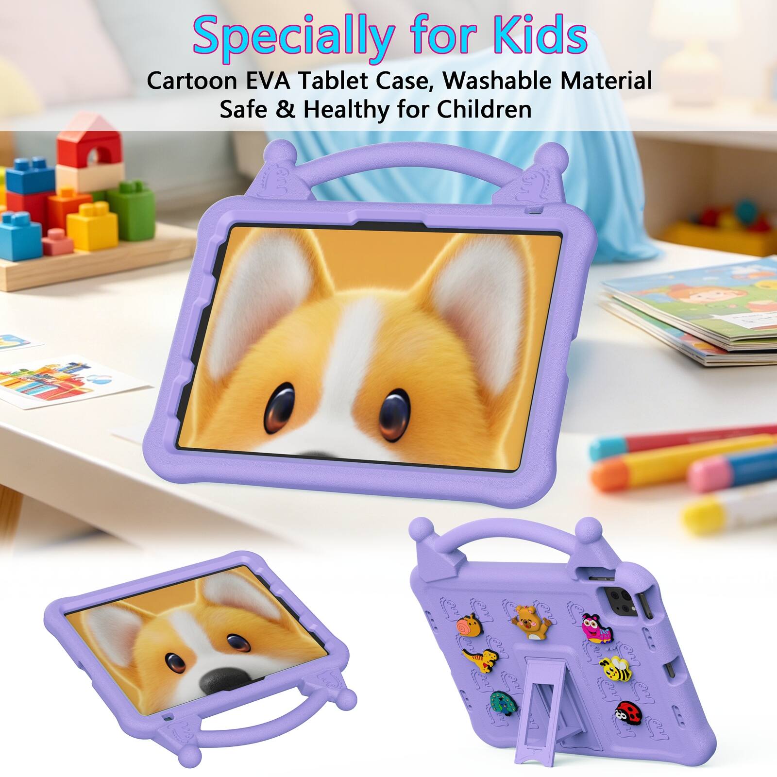 Specially for Kids Cartoon EVA Tablet Case, Washable Material Safe & Healthy for Children