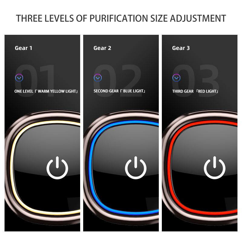 THREE LEVELS OF PURIFICATION SIZE ADJUSTMENT

Gear 1  
01 ONE LEVEL WARM YELLOW LIGHT

Gear 2  
02 SECOND GEAR BLUE LIGHT

Gear 3  
03 THIRD GEAR RED LIGHT