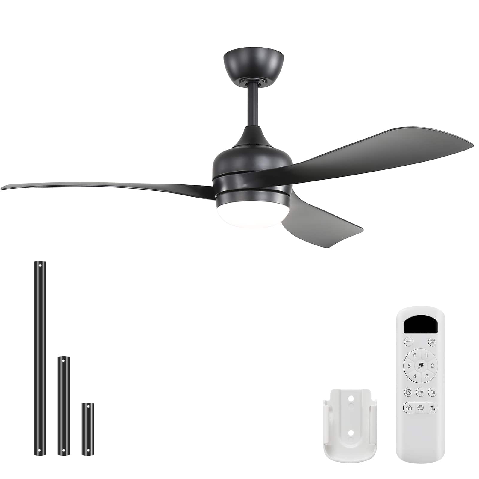 Sofucor - 52'' Ceiling Fans Light Kit Dimmable LED Quite Reversible DC Modern Indoor Outdoor Ceiling Fan for Farmhouse Bedroom - Black