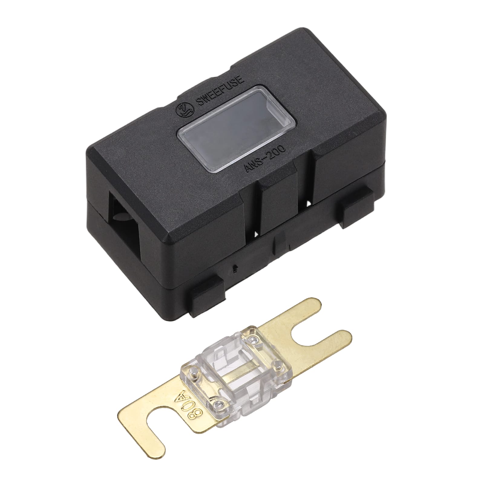Unique Bargains - 200A 125V ANL Fuse Holder Kit, 80A Fuse Inline Block Box for Automotive Marine Audio Video System - Clear
