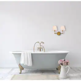 Living District - Bethany 2 lights bath sconce in brass with white fabric shade - Brass And White Fabric Shade