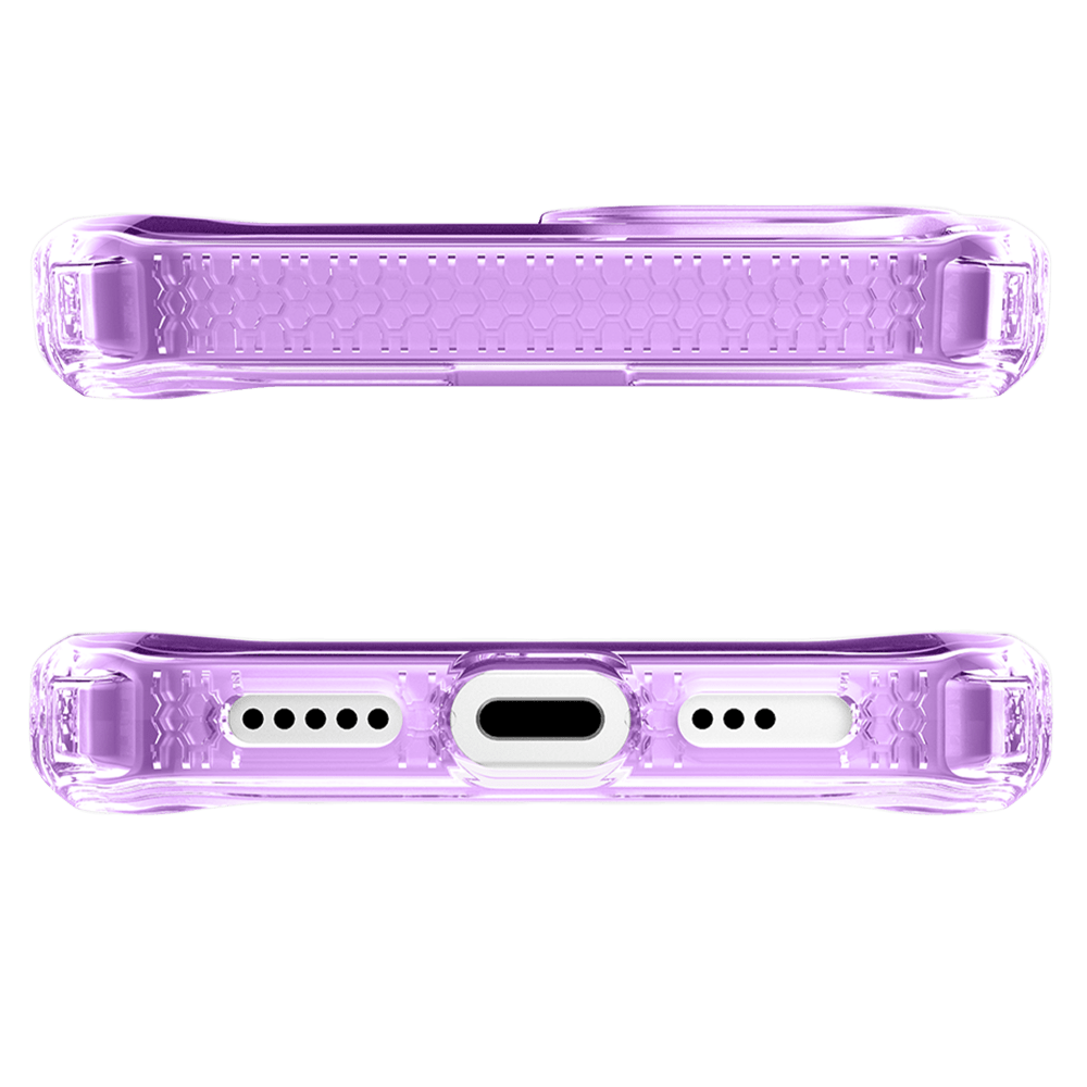 Alt View 3. Itskins - Spectrum_R Clear Case for Apple iPhone 16e / iPhone 15 / iPhone 14 / iPhone 13 - Purple.