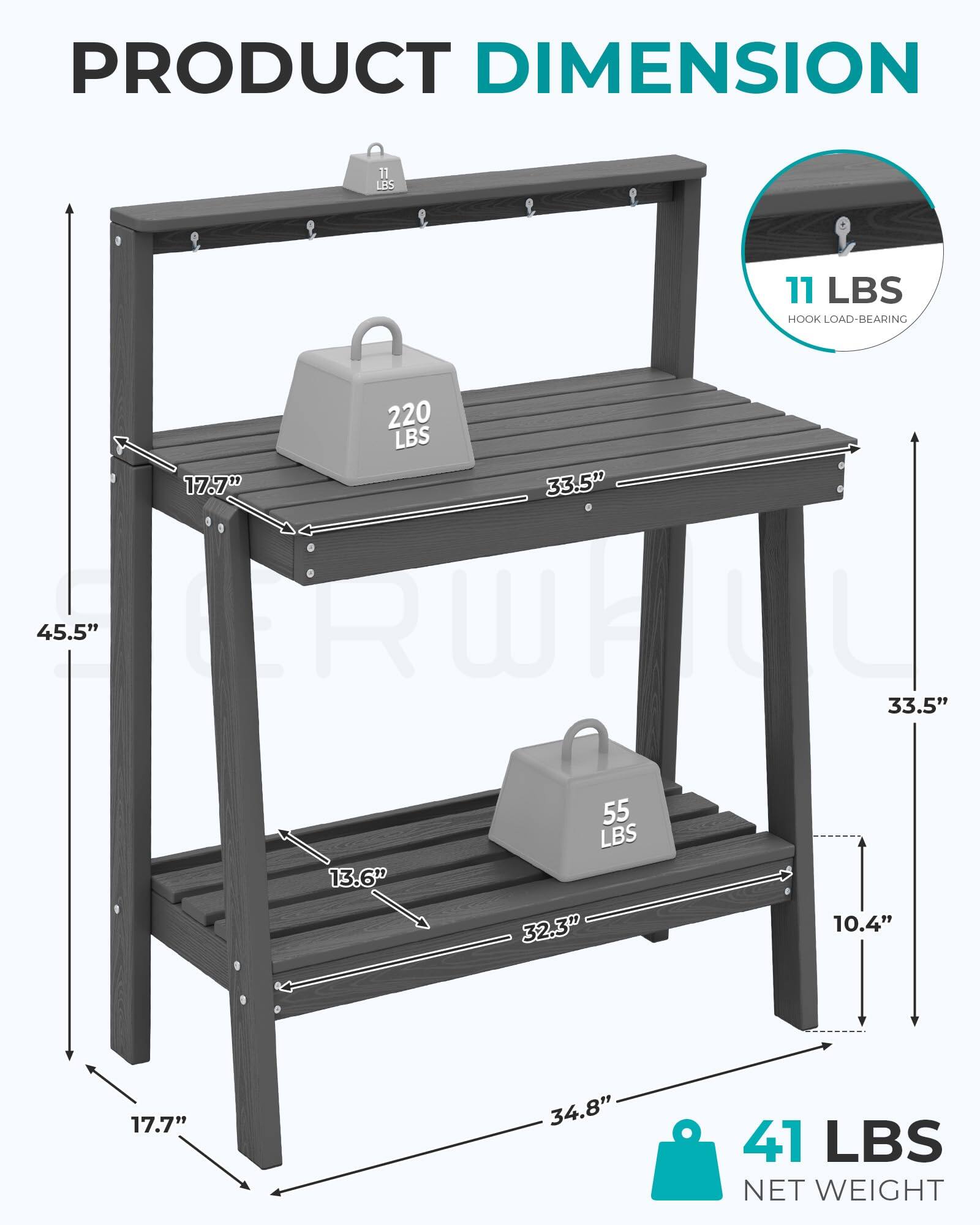 PRODUCT DIMENSION

11 LBS HOOK LOAD-BEARING

17.7" 33.5" 45.5" 33.5" 13.6" 55 LBS 32.3" 10.4" 17.7" 34.8" 41 LBS

NET WEIGHT
