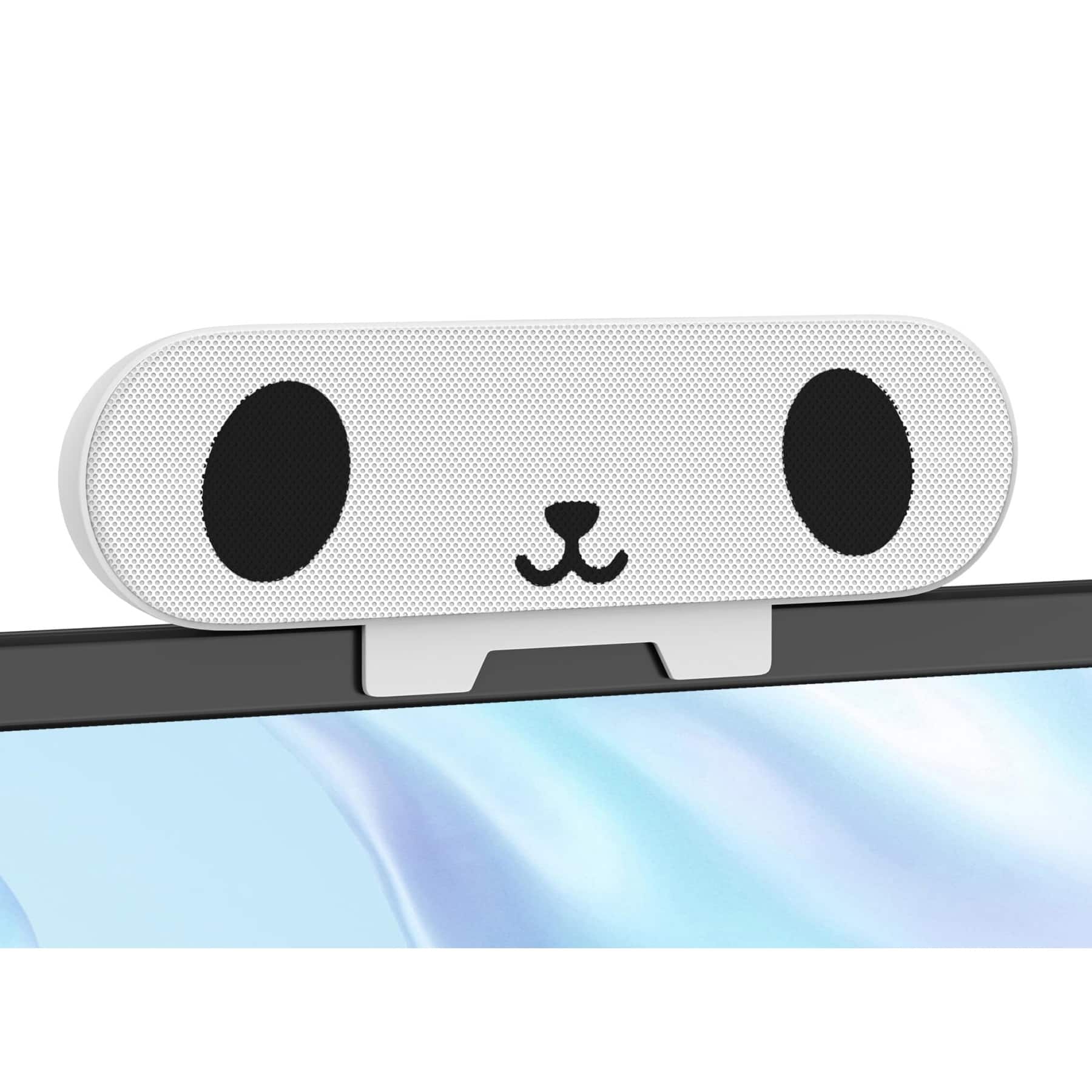 Dazzed Corner - Single USB Computer Speaker with Volume Control, Clip-On, USB-C Adapter - White