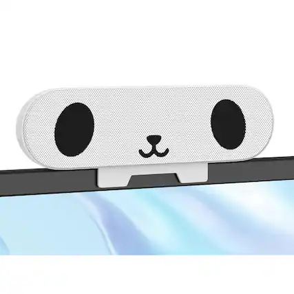 Front. Dazzed Corner - Single USB Computer Speaker with Volume Control, Clip-On, USB-C Adapter - White.