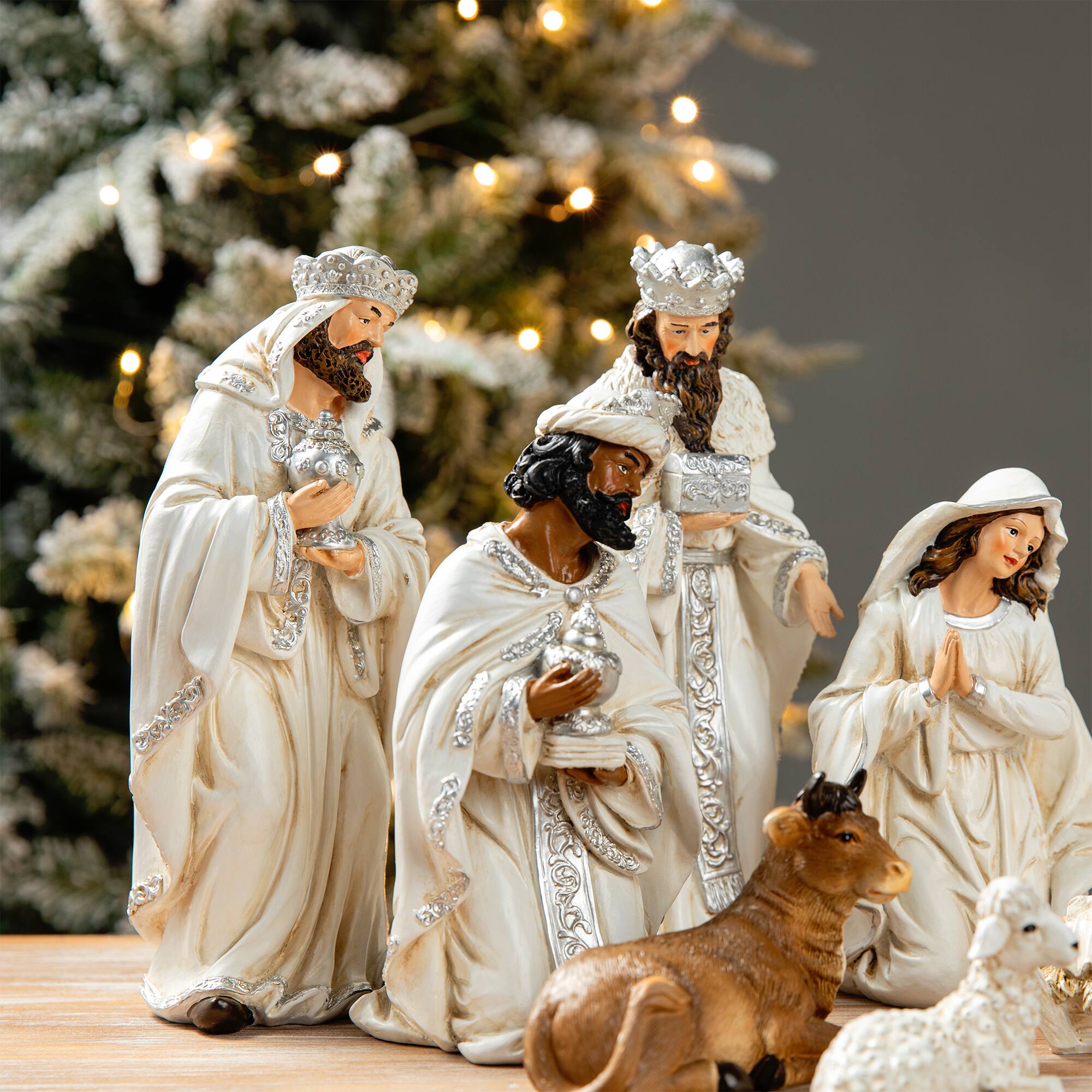 Glitzhome 12pcs Resin Nativity Figurine Set Ivory - Best Buy