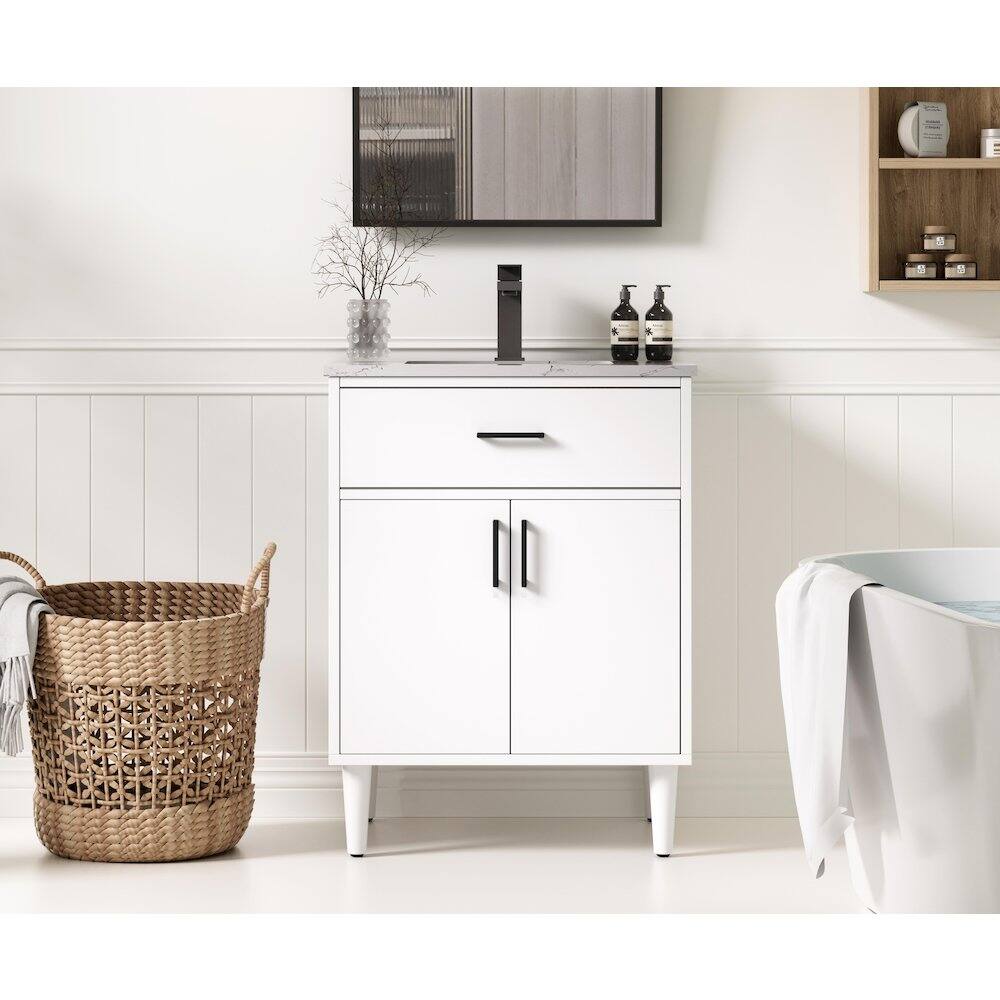Alt View 9. Elegant Kitchen and Bath - Chandler 24 Inch Single Bathroom Vanity In White - White.