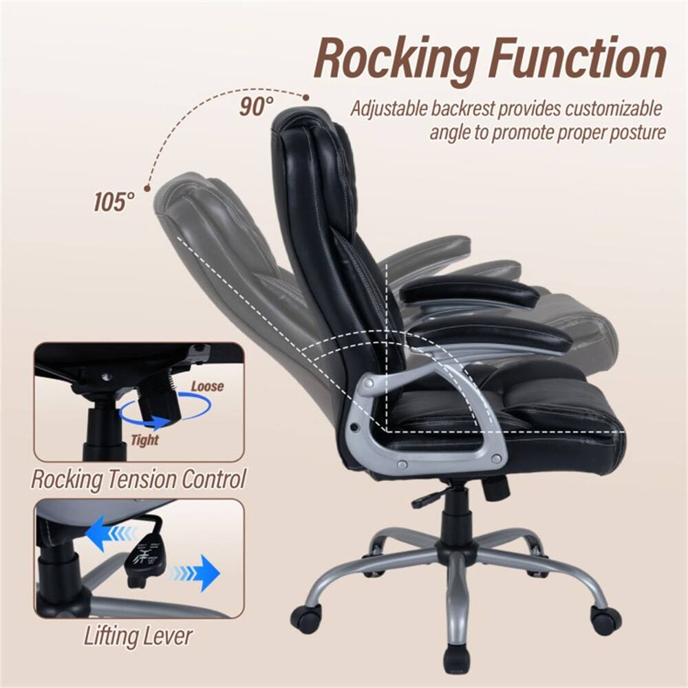 Rocking Function  
90° Adjustable backrest provides customizable angle to promote proper posture  
105° Loose Tight Rocking Tension Control  
Lifting Lever