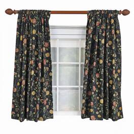 RLF Home - NightFall 100% Cotton Rod Pocket Window Curtain set of 2 Panels 100" x 63" - Black