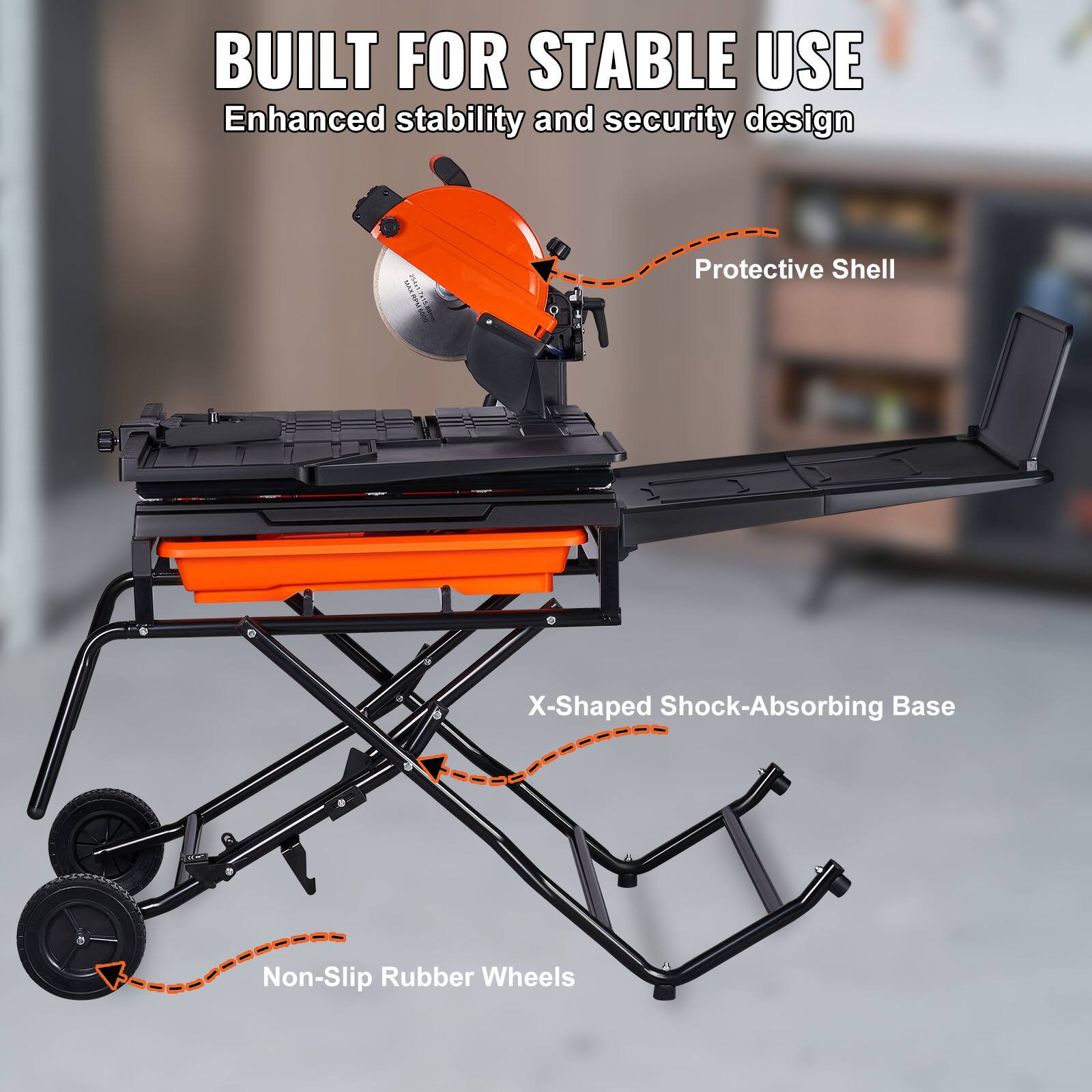 BUILT FOR STABLE USE  
Enhanced stability and security design  

- Protective Shell  
- X-Shaped Shock-Absorbing Base  
- Non-Slip Rubber Wheels