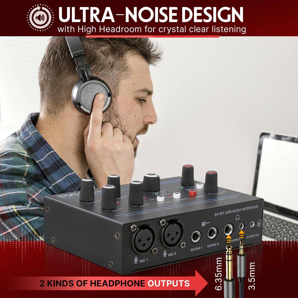 ULTRA-NOISE DESIGN with High Headroom for crystal clear listening

PL AUDIO INTERFACE 24 BIT USB

2 GUITAR INPUTS
2 MIC INPUTS

2 KINDS OF HEADPHONE OUTPUTS
6.35mm
3.5mm