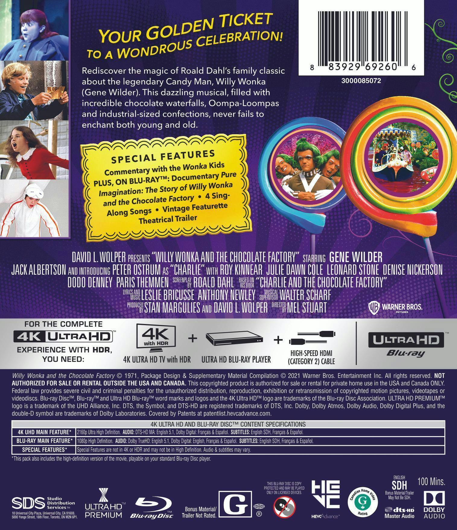 Back. Willy Wonka & the Chocolate Factory (4K Ultra HD + Blu-ray) [UHD].