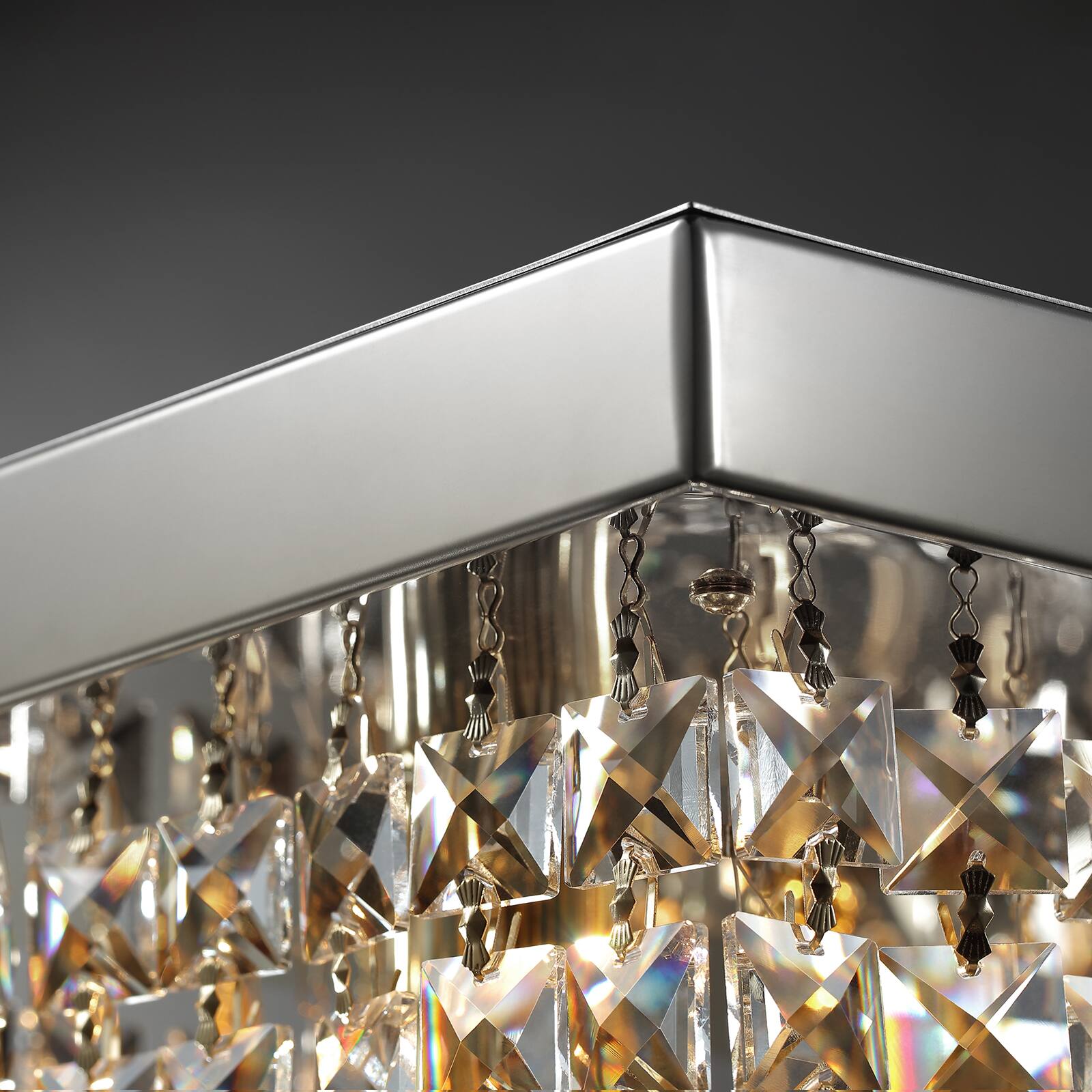 Alt View 7. Siljoy - 47.2" 10-Light Chrome K9 Crystal Linear Chandelier, Dimmable E12 Flush Mount Ceiling Light for Dining Living Room - Chrome.