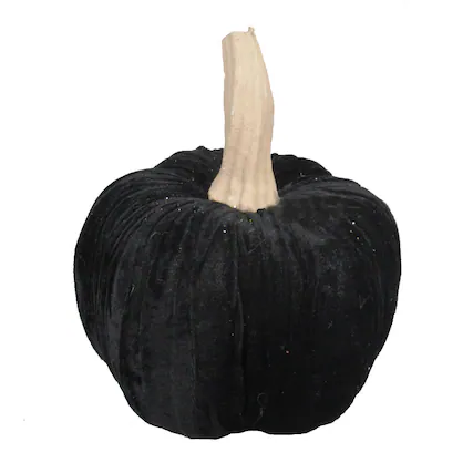 Front. Boyel Living - Large Black Velvet Pumpkin for Halloween Decor - Black.