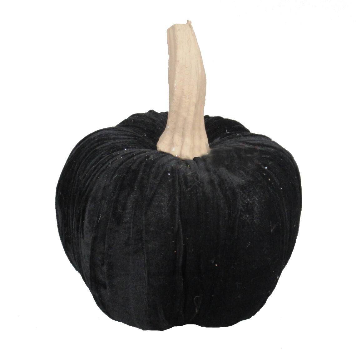 Front. Boyel Living - Large Black Velvet Pumpkin for Halloween Decor - Black.