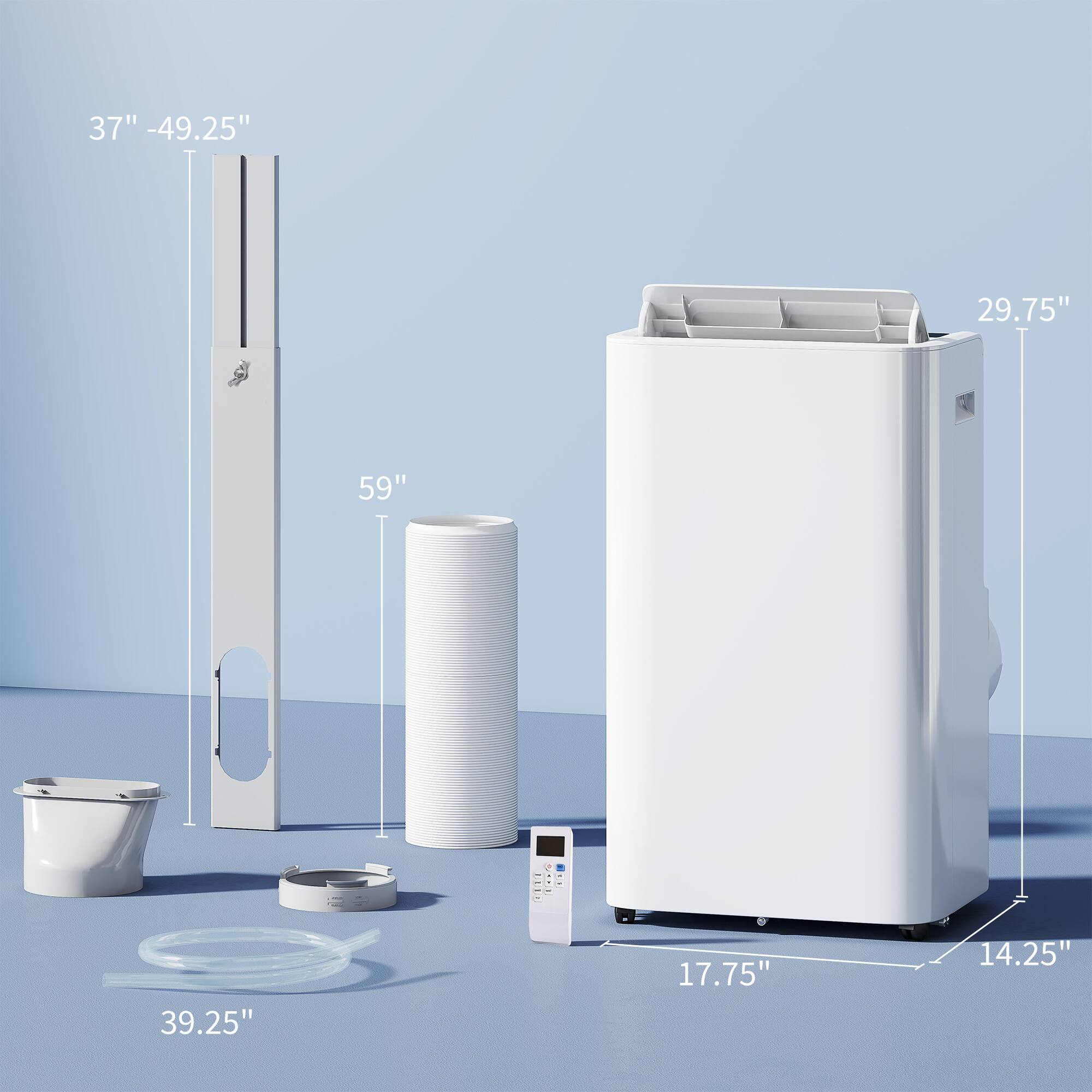 - 37" - 49.25"
- 59"
- 39.25"
- 29.75"
- 17.75"
- 14.25"