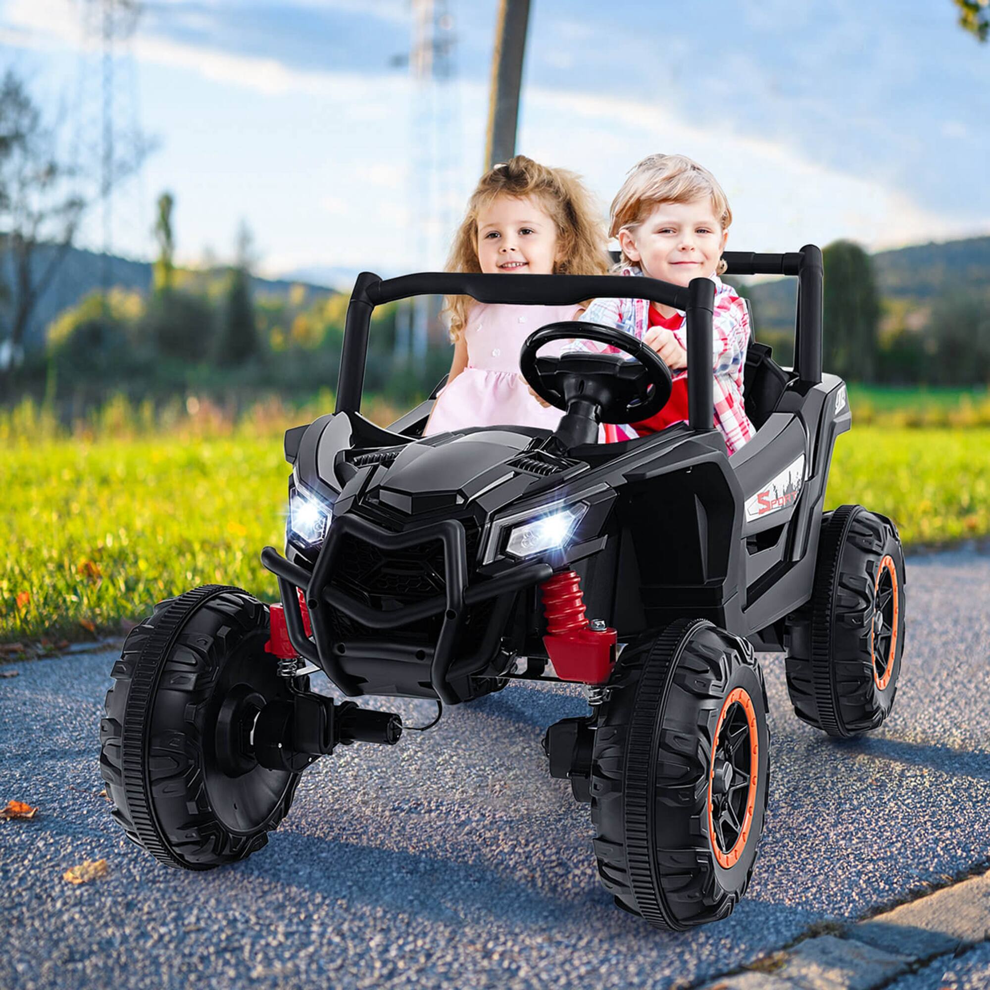 Alt View 1. Costway - Costway 24V Kids Ride on UTV with 4 x 100W Powerful Engine Remote Control High/Low Speed - Black.