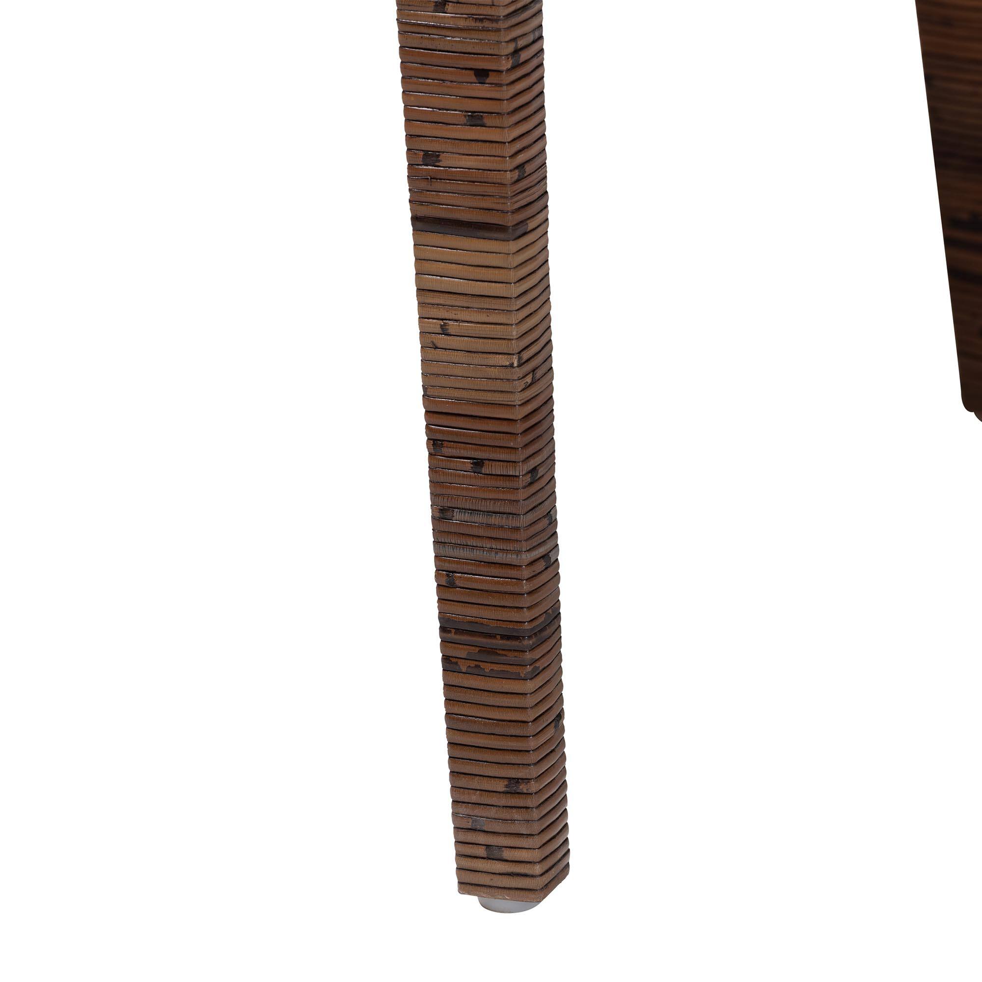 Alt View 2. bali & pari - Karis Rattan Dining Chair with Cushion - Handwoven Wicker Armchair with Mahogany Wood Frame, Coastal Indoor Seating - Antique Coffee.