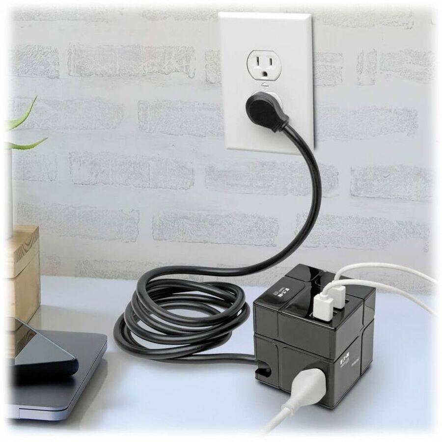 Alt View 2. Tripp Lite - Surge Suppressor/Protector TLP368CUBEUAM - Black.