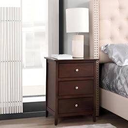 Loheer - 3 Drawer Nightstand, Transitional Bedside Storage Table - Cappuccino