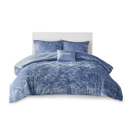 Gracie Mills - Andrea Velvet Comforter Set with Throw Pillow - Blue