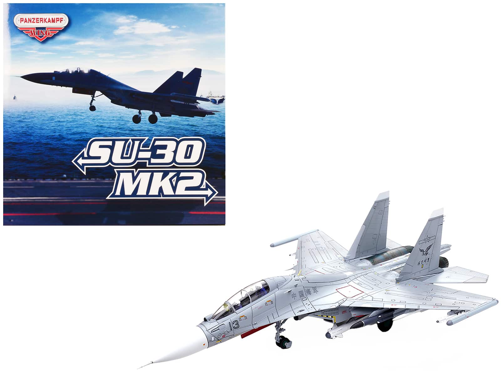 Panzerkampf - Sukhoi Su-30MKK Flanker-G Fighter #13 PLA Naval Aviation Sea and Air Eagle Regiment Chinese Air Force Wing Series 1/72 - White