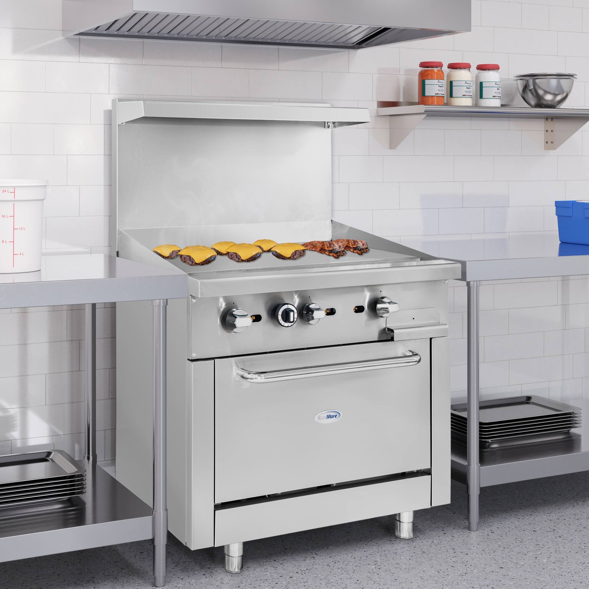 Alt View 1. Koolmore - 36 in. Commercial Oven with Griddle Top, 90000 BTU in Stainless-Steel (KM-CRG36G-NG) - Stainless Steel.