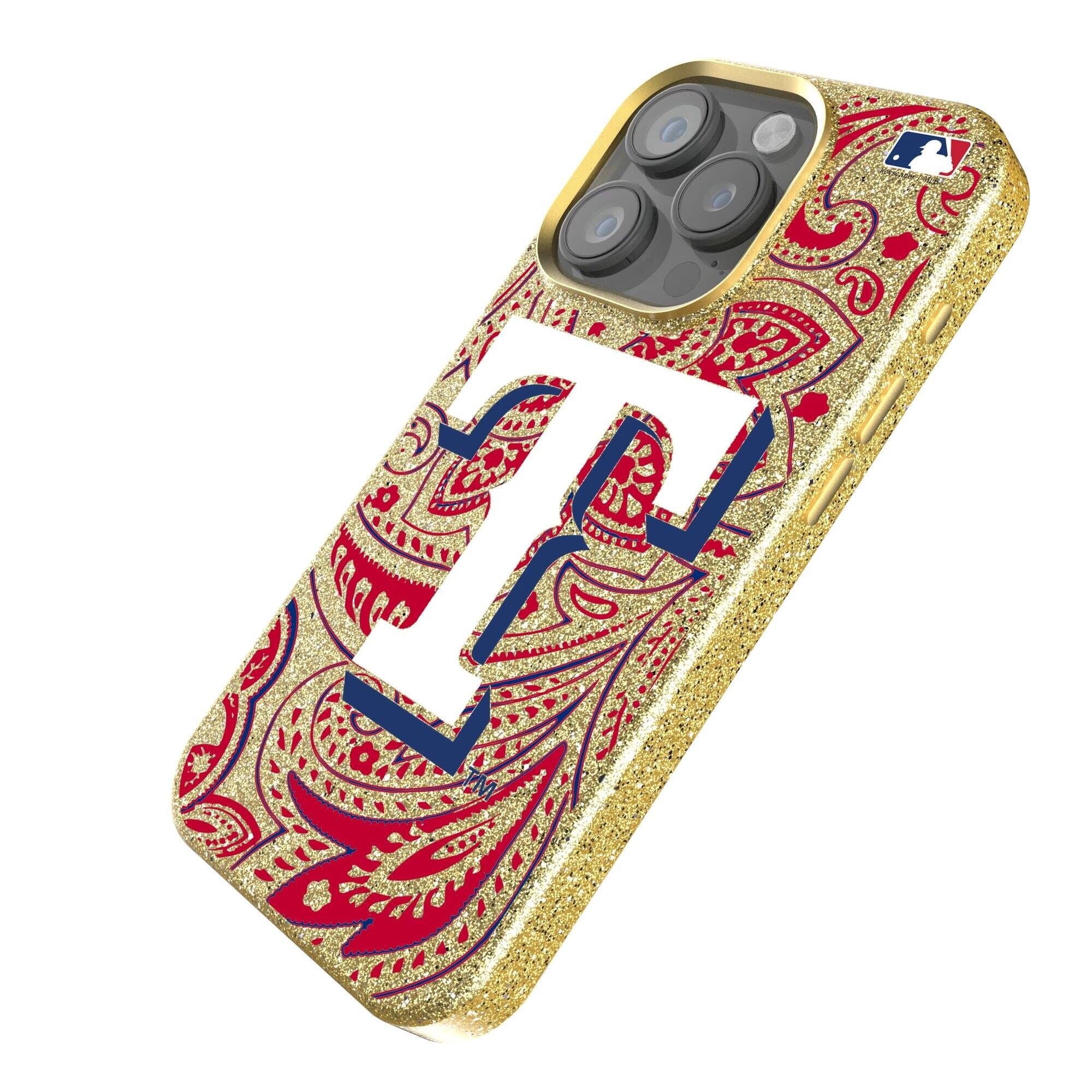 Alt View 1. Keyscaper - Texas Rangers Paisley Bling iPhone Case - 15 - Gold.