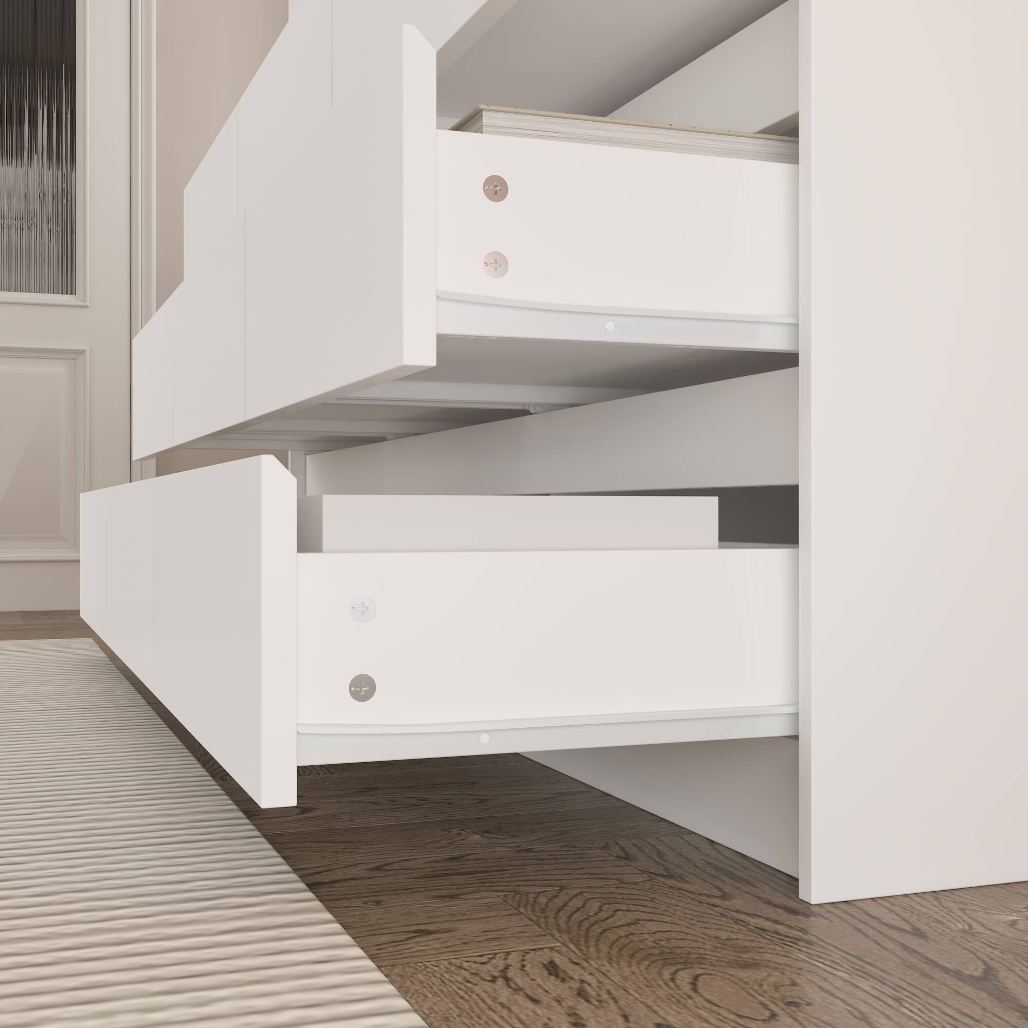 Alt View 7. FUFU&GAGA - LED Storage Dresser Built-in Power Outlet & USB Ports, Multi-Functional Organizer with Spacious Drawers for Bedroom - White.