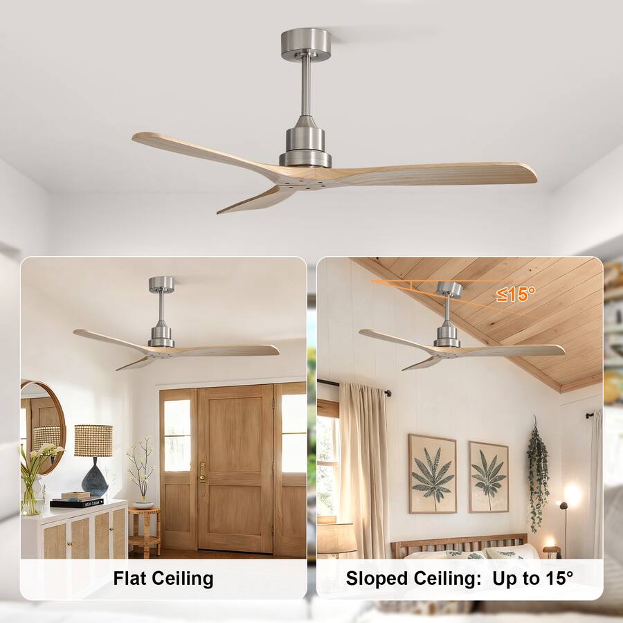 Up Ceiling Rata Sofucor 52 Inch Smart Solid Wood Ceiling Fans and Alexa/Google ...