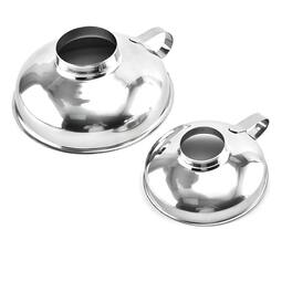 Kitcheniva - Stainless Steel Wide Mouth Canning Funnel 2 Pack - Silver