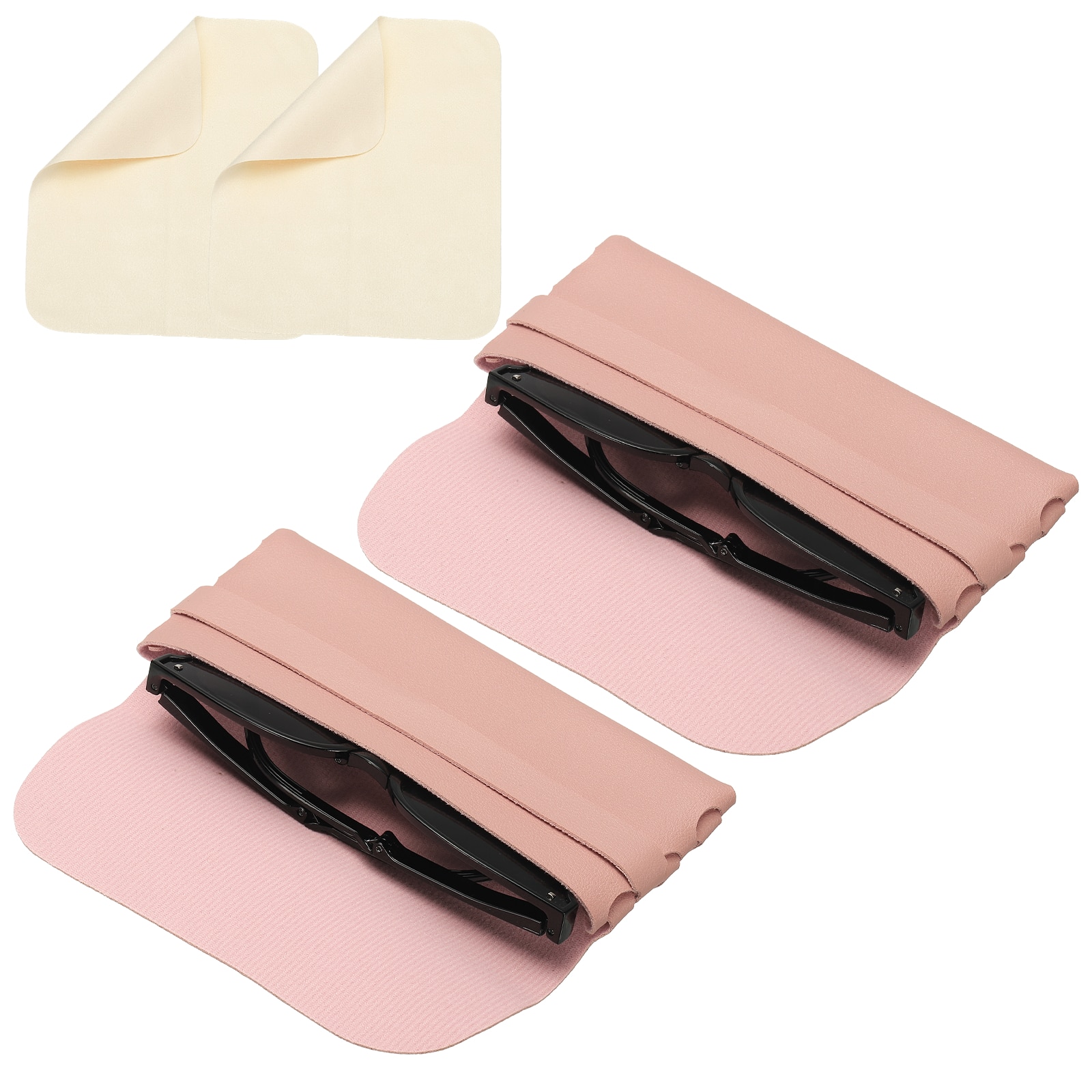 "Unique Bargains - 2pcs Soft Leather Eyeglass Case 6.7x3.1x1"" Reading Pouch with Cleaning Cloth - Pink" price history on PriceWatchPro